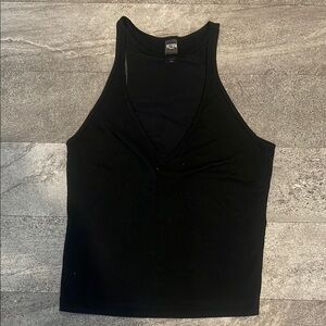 Victoria’s Secret black workout tank with front sheer netting